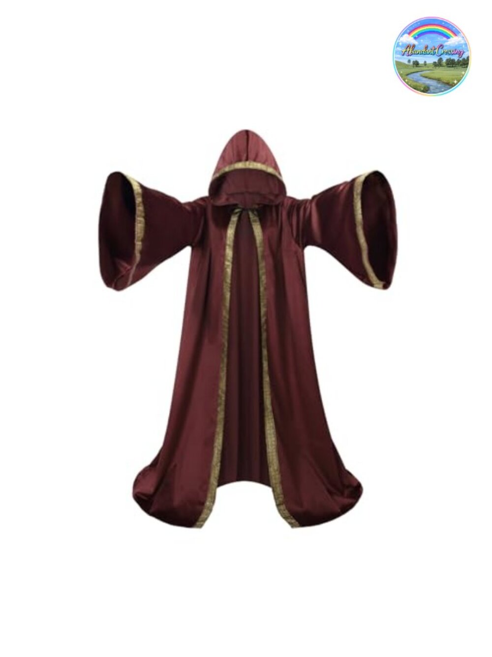 Hooded Velvet Wizard Cloak Adult Costume Halloween Medieval Cosplay